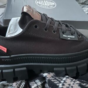 Palladium Black Sneakers with Rugged Sole and Matte Upper